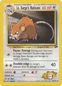 Carta Lt. Surge's Raticate (53/132) do set Gym Challenge — Pokémon TCG | Bynx