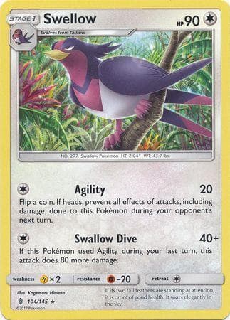 Carta Swellow (104/145) do set Guardiões Ascendentes — Pokémon TCG | Bynx