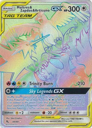 Carta Moltres & Zapdos & Articuno-GX (69/68) do set Destinos Ocultos — Pokémon TCG | Bynx