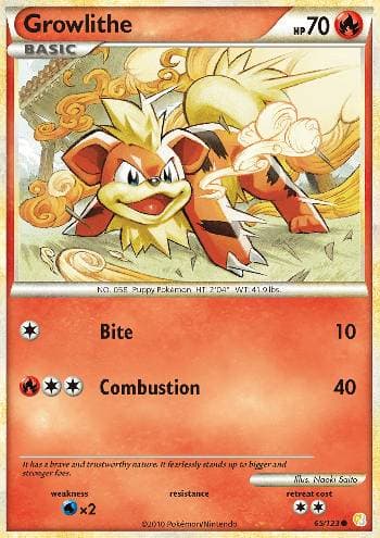 Carta Growlithe (65/123) do set HeartGold SoulSilver — Pokémon TCG | Bynx