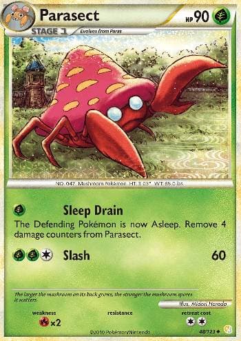 Carta Parasect (48/123) do set HeartGold SoulSilver — Pokémon TCG | Bynx