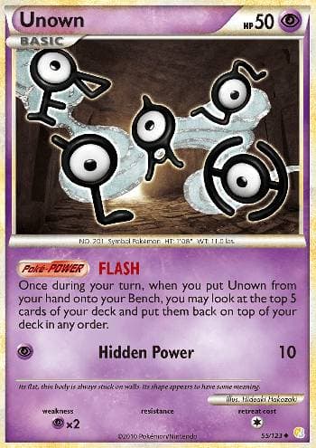 Carta Unown FLASH (55/123) do set HeartGold SoulSilver — Pokémon TCG | Bynx