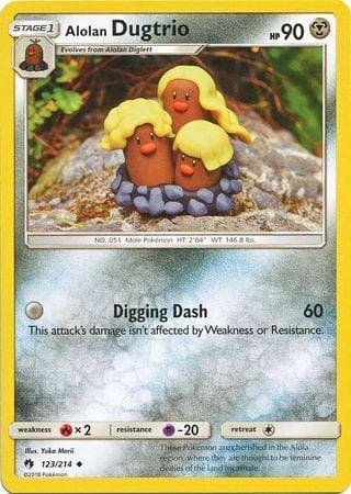 Carta Alolan Dugtrio (123/214) do set Trovões Perdidos — Pokémon TCG | Bynx