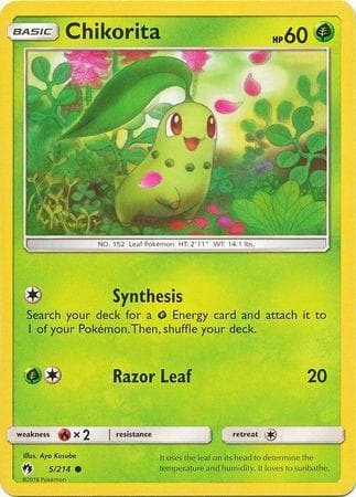 Carta Chikorita (5/214) do set Trovões Perdidos — Pokémon TCG | Bynx