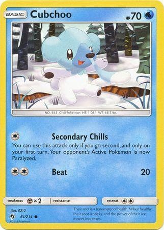 Carta Cubchoo (61/214) do set Trovões Perdidos — Pokémon TCG | Bynx