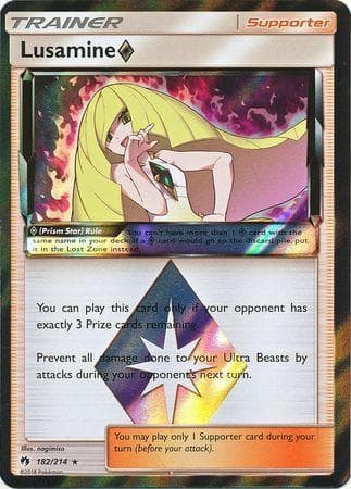 Carta Lusamine Prism Star (182/214) do set Trovões Perdidos — Pokémon TCG | Bynx