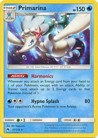 Carta Primarina (67/214) do set Trovões Perdidos — Pokémon TCG | Bynx