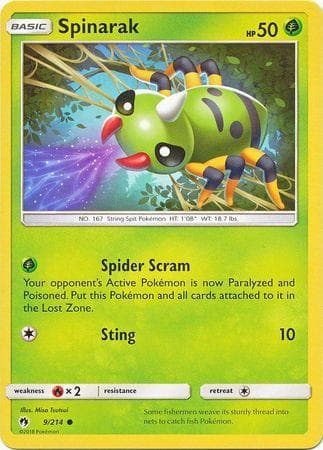 Carta Spinarak (9/214) do set Trovões Perdidos — Pokémon TCG | Bynx
