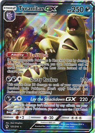 Carta Tyranitar-GX (121/214) do set Trovões Perdidos — Pokémon TCG | Bynx
