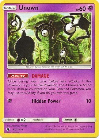 Carta Unown (90/214) do set Trovões Perdidos — Pokémon TCG | Bynx