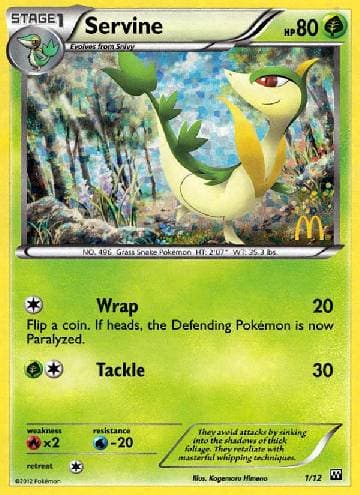 Carta Servine 1/12 do set McDonald's Collection 2012 — Pokémon TCG | Bynx