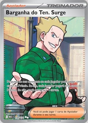 Carta Lt. Surge's Bargain (170/132) do set Megaevolução — Pokémon TCG | Bynx