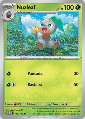 Carta Nuzleaf (014/132) do set Megaevolução — Pokémon TCG | Bynx