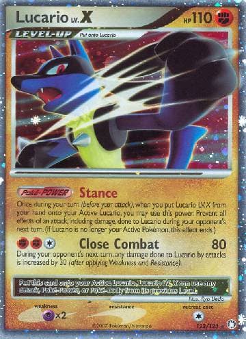 Carta Lucario LV.X (122/123) do set Tesouros Misteriosos — Pokémon TCG | Bynx