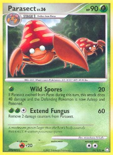 Carta Parasect (58/123) do set Tesouros Misteriosos — Pokémon TCG | Bynx