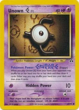 Carta Unown E (67/75) do set Neo Discovery — Pokémon TCG | Bynx
