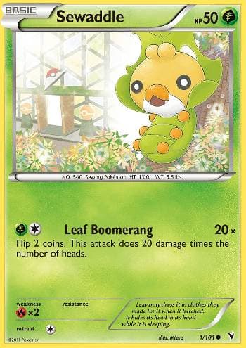 Carta Sewaddle (1/101) do set Vitórias Nobres — Pokémon TCG | Bynx