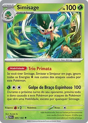 Carta Simisage (005/182) do set Fenda Paradoxal — Pokémon TCG | Bynx