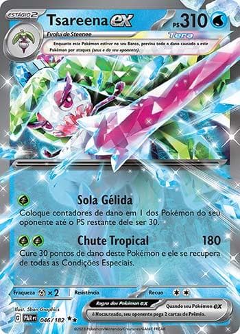 Carta Tsareena ex (046/182) do set Fenda Paradoxal — Pokémon TCG | Bynx