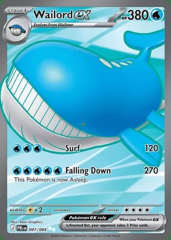 Carta Wailord ex 097/84 do set Pitch Black — Pokémon TCG | Bynx