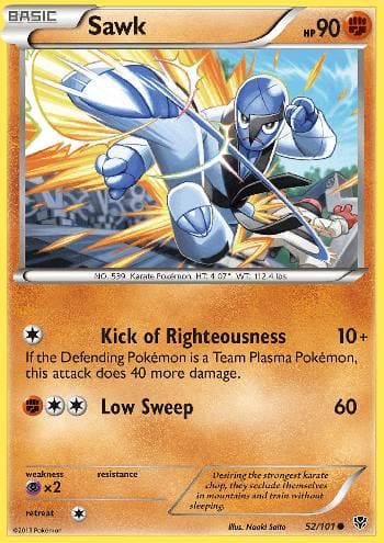 Carta Sawk (52/101) do set Explosão de Plasma — Pokémon TCG | Bynx