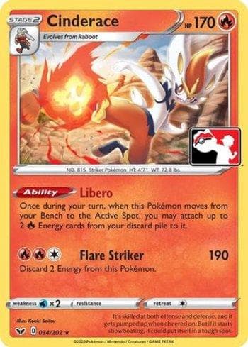 Carta Cinderace (034/170) do set Play! Pokémon Prize Pack Series One — Pokémon TCG | Bynx