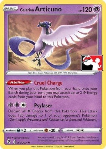 Carta Galarian Articuno (063/170) do set Play! Pokémon Prize Pack Series One — Pokémon TCG | Bynx