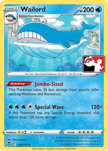 Carta Wailord (038/086) do set Play! Pokémon Prize Pack Series Four — Pokémon TCG | Bynx