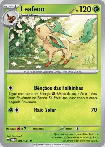 Carta Leafeon (005/131) do set Evoluções Prismáticas — Pokémon TCG | Bynx