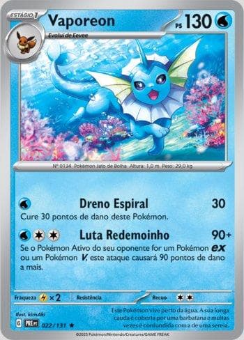 Carta Vaporeon (022/131) do set Evoluções Prismáticas — Pokémon TCG | Bynx