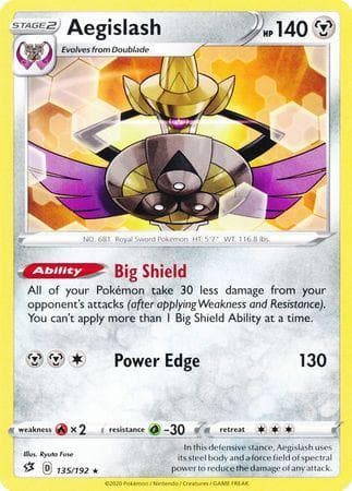 Carta Aegislash (135/192) do set Rixa Rebelde — Pokémon TCG | Bynx