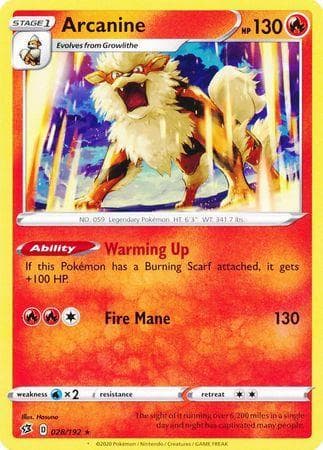 Carta Arcanine (28/192) do set Rixa Rebelde — Pokémon TCG | Bynx
