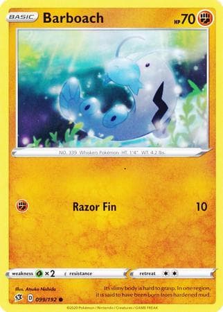 Carta Barboach (99/192) do set Rixa Rebelde — Pokémon TCG | Bynx