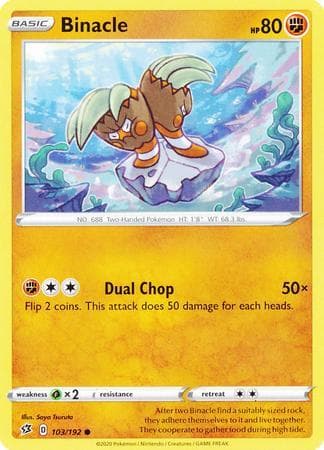 Carta Binacle (103/192) do set Rixa Rebelde — Pokémon TCG | Bynx