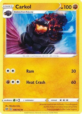 Carta Carkol (106/192) do set Rixa Rebelde — Pokémon TCG | Bynx