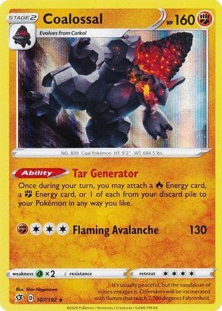 Carta Coalossal (107/192) do set Rixa Rebelde — Pokémon TCG | Bynx