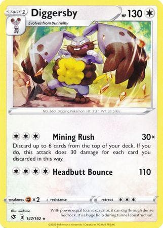 Carta Diggersby (147/192) do set Rixa Rebelde — Pokémon TCG | Bynx