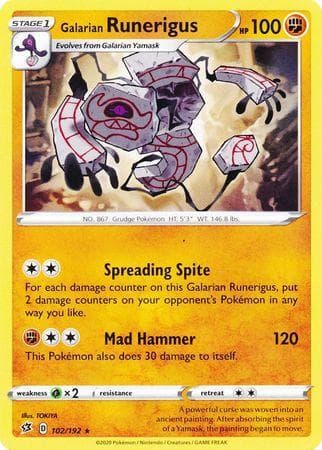 Carta Galarian Runerigus (102/192) do set Rixa Rebelde — Pokémon TCG | Bynx