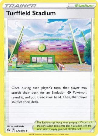 Carta Turffield Stadium (170/192) do set Rixa Rebelde — Pokémon TCG | Bynx