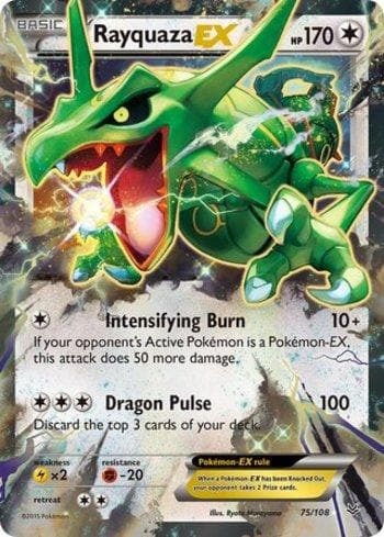 Carta Rayquaza-EX (75/108) do set Céus Estrondosos — Pokémon TCG | Bynx