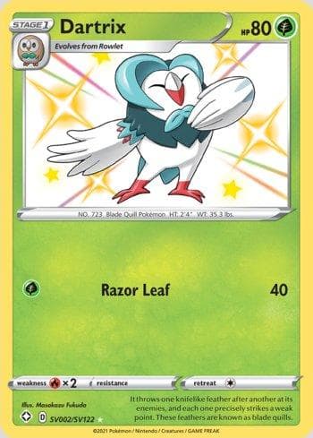 Carta Dartrix (SV002/SV122) do set Destinos Brilhantes (Shiny) — Pokémon TCG | Bynx