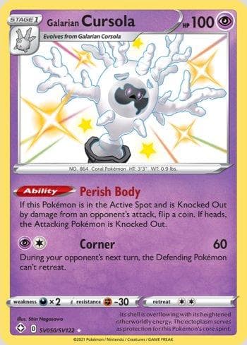Carta Galarian Cursola (SV050/SV122) do set Destinos Brilhantes (Shiny) — Pokémon TCG | Bynx