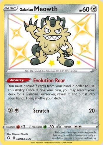 Carta Galarian Meowth (SV086/SV122) do set Destinos Brilhantes (Shiny) — Pokémon TCG | Bynx