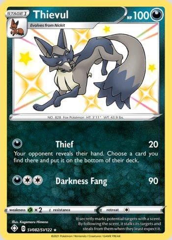 Carta Thievul (SV082/SV122) do set Destinos Brilhantes (Shiny) — Pokémon TCG | Bynx
