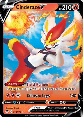 Carta Cinderace-V (18/72) do set Destinos Brilhantes — Pokémon TCG | Bynx