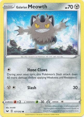 Carta Galarian Meowth (127/202) do set Espada e Escudo — Pokémon TCG | Bynx