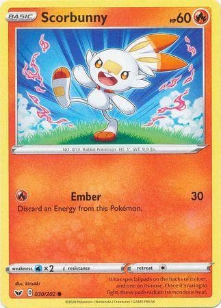 Carta Scorbunny (30/202) do set Espada e Escudo — Pokémon TCG | Bynx