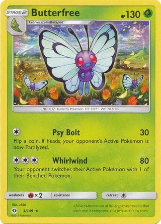Carta Butterfree (3/149) do set Sol e Lua — Pokémon TCG | Bynx