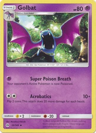 Carta Golbat (55/149) do set Sol e Lua — Pokémon TCG | Bynx