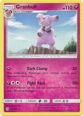 Carta Granbull (91/149) do set Sol e Lua — Pokémon TCG | Bynx